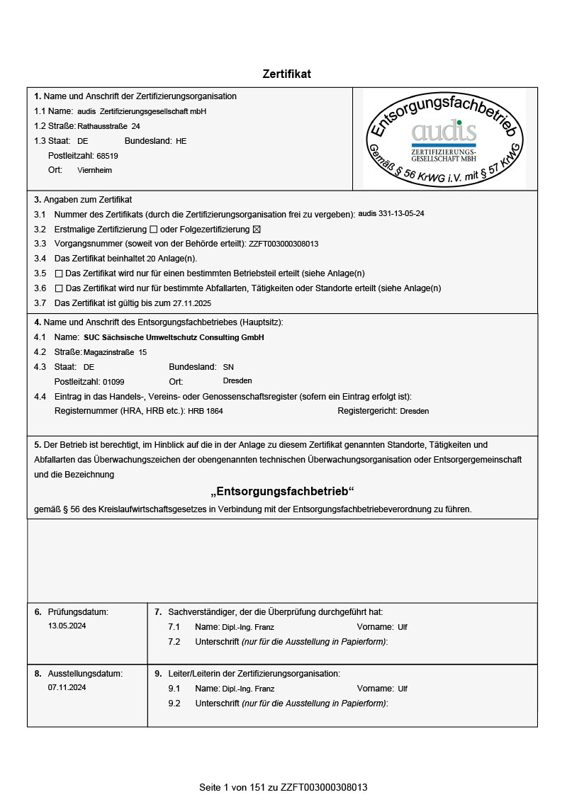 SUC: Efb Zertifikat 1